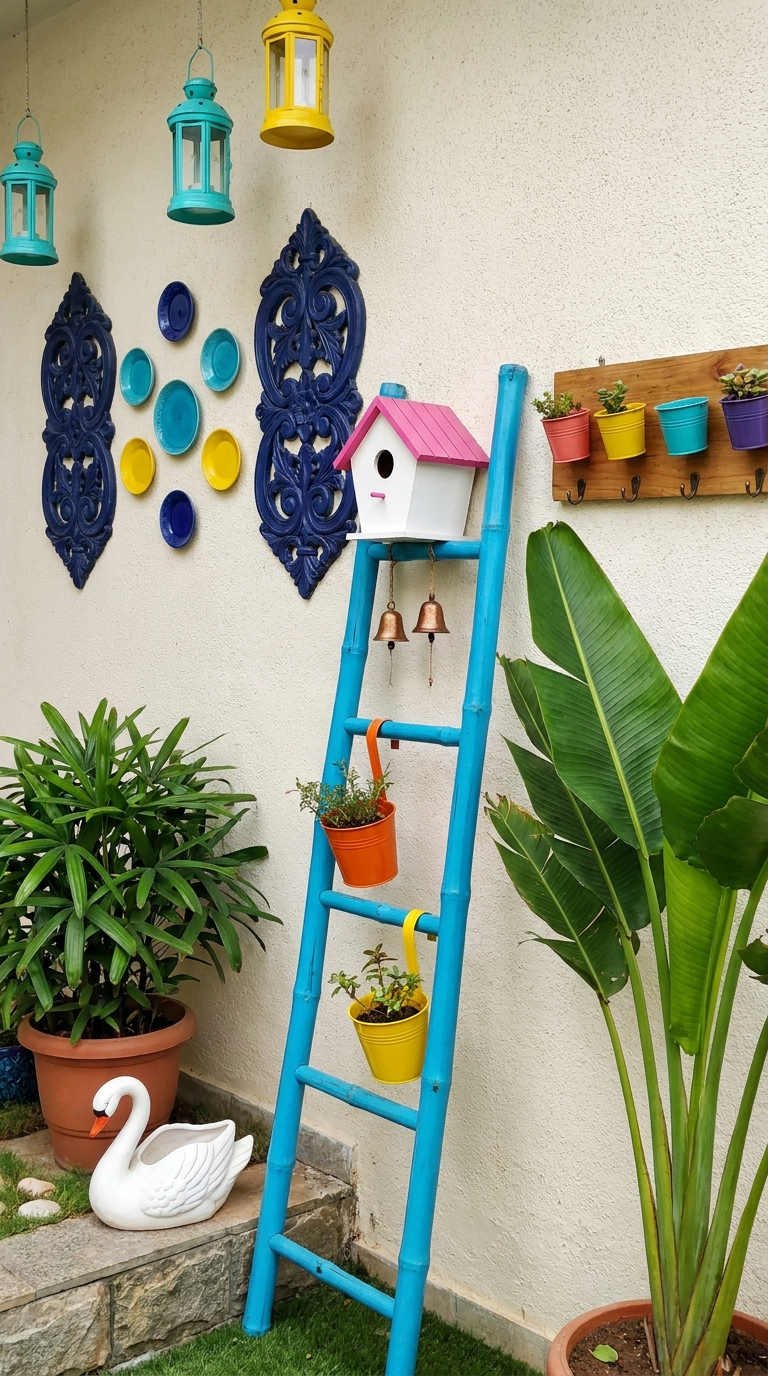 echelle turquoise pots nichoir