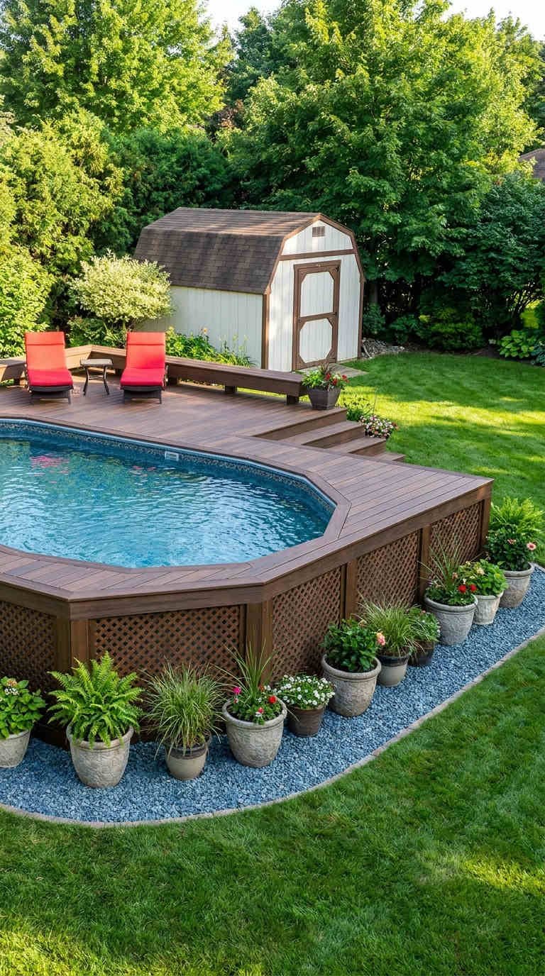 piscine bois terrasse pots