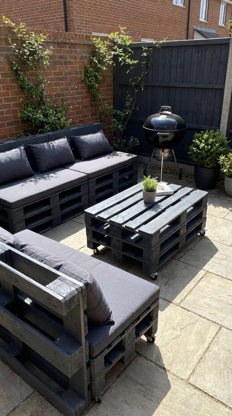 salon palette gris barbecue dalles claires