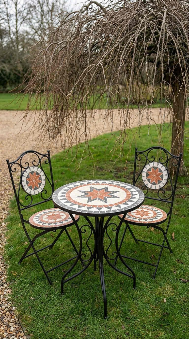 table mosaique etoilee fer forge jardin