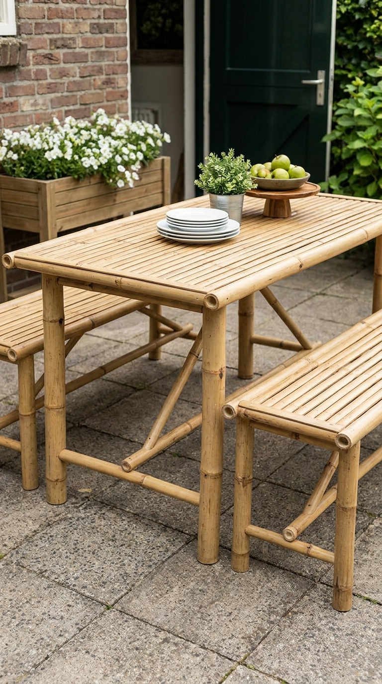 table repas bambou terrasse