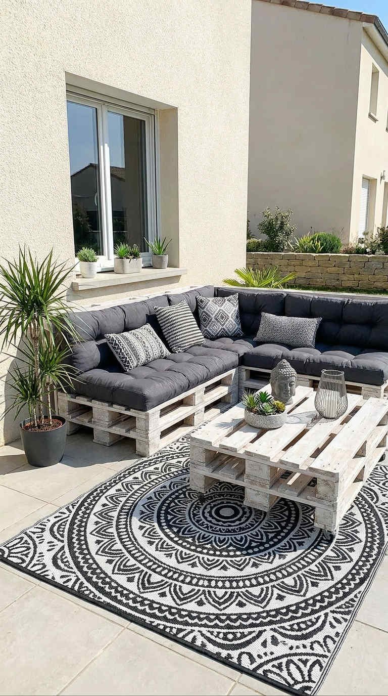 terrasse palette gris tapis
