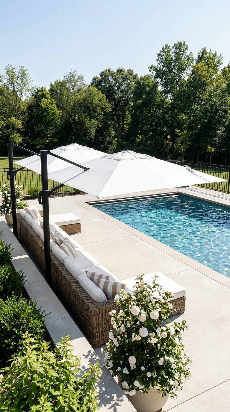banquette exterieure bord piscine blanche