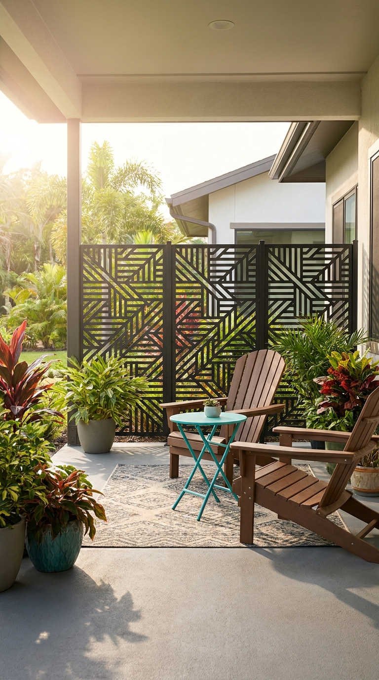 claustra noir patio tropical