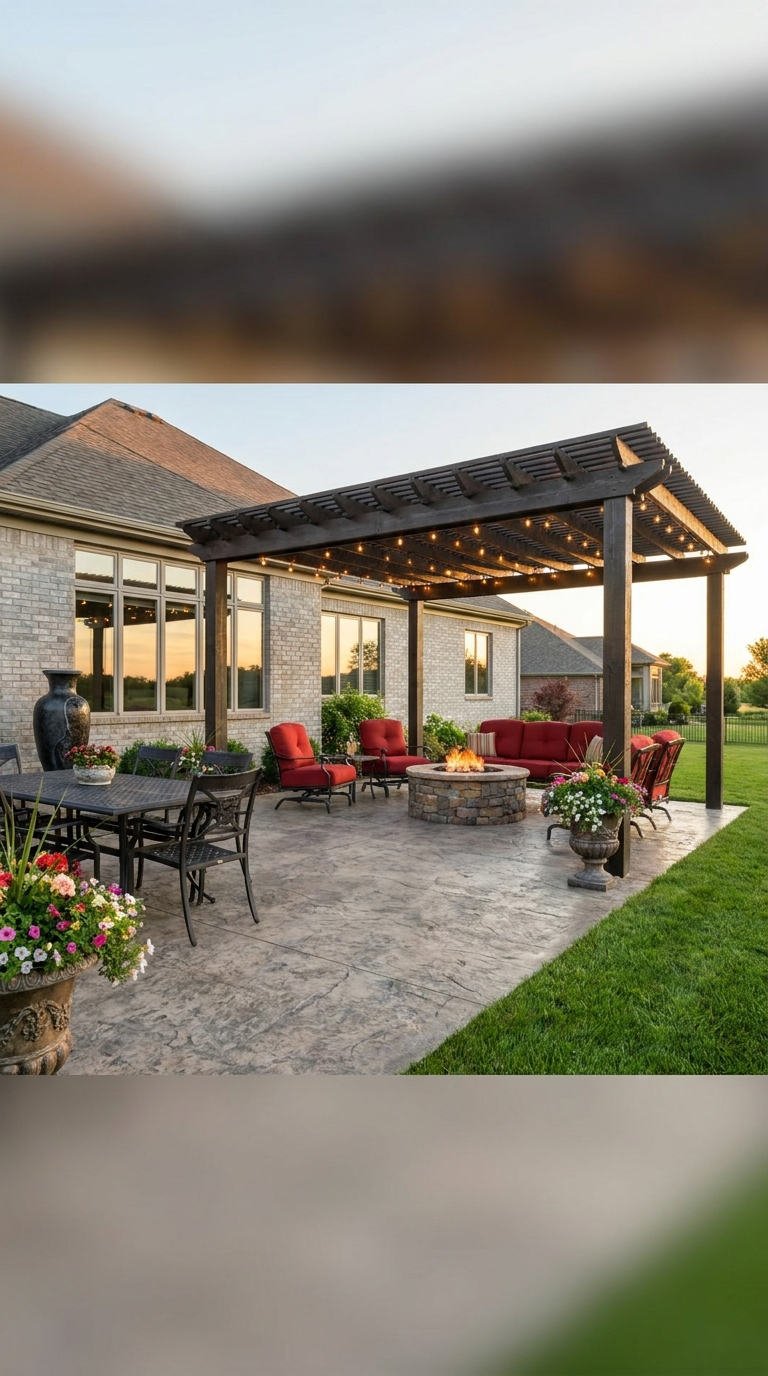 pergola soiree lumieres salon feu