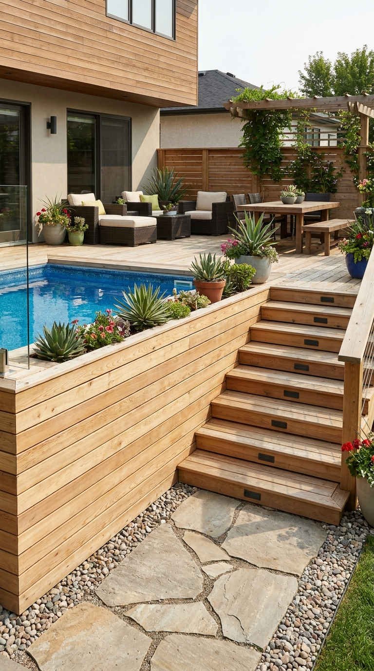 piscine bois maison moderne