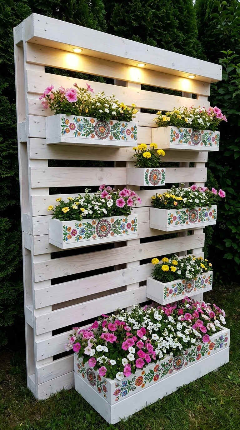 mur palette jardinieres led