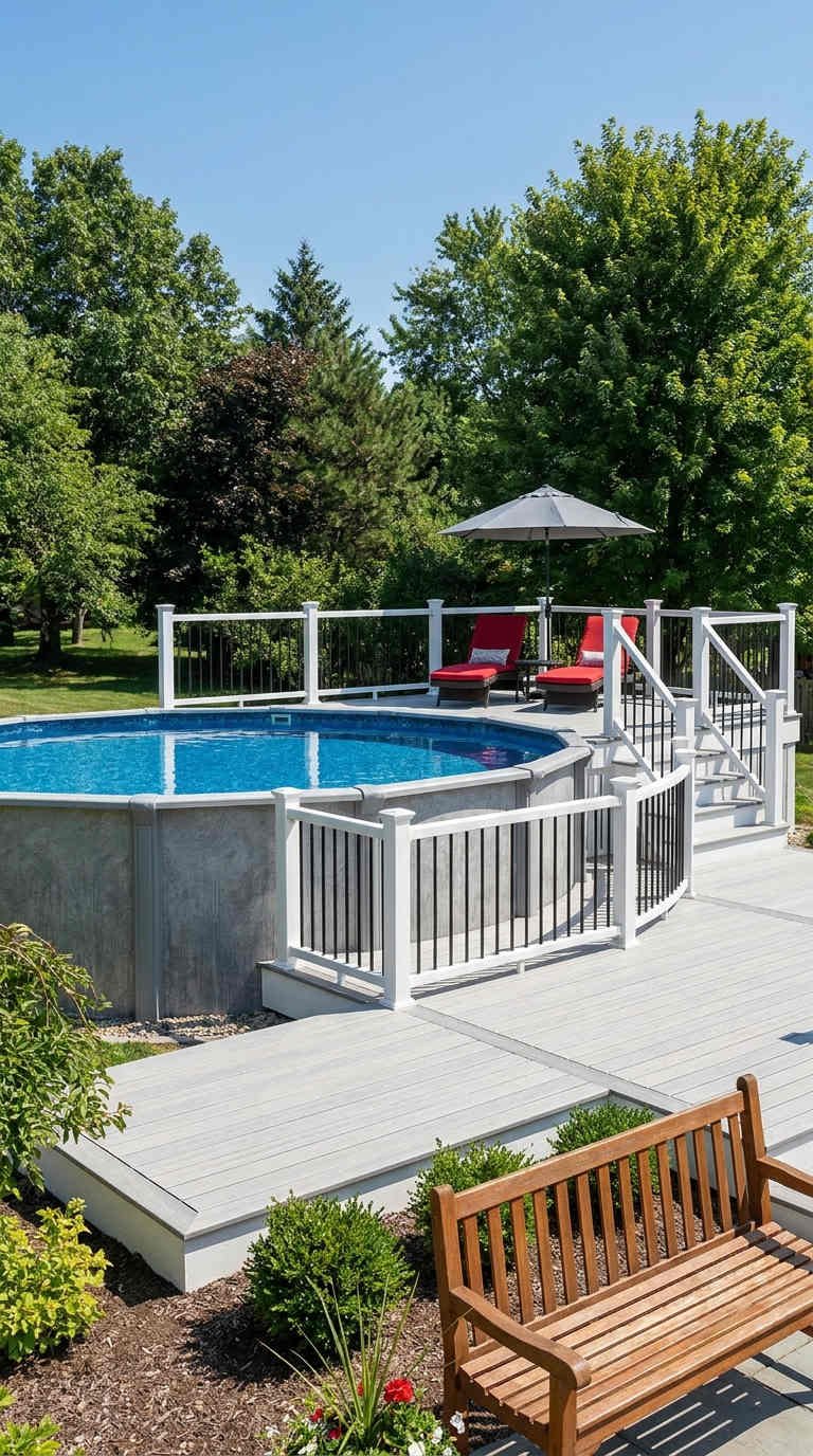 piscine deck blanc garde corps