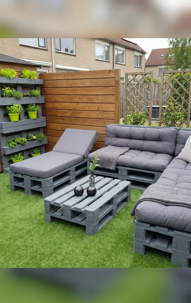 salon palette gris jardin vertical