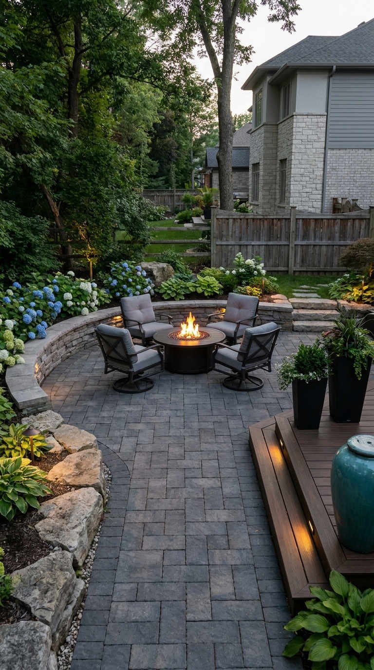 terrasse foyer rond banc courbe