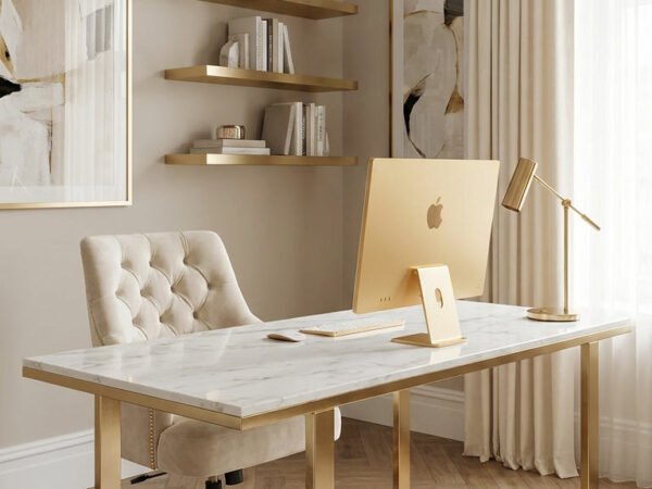 bureau marbre dore lustre