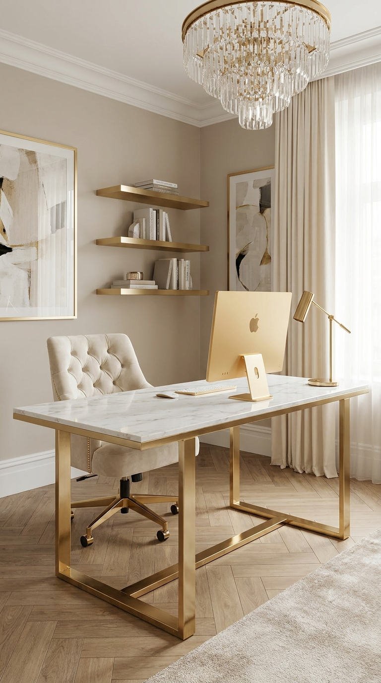 bureau marbre dore lustre