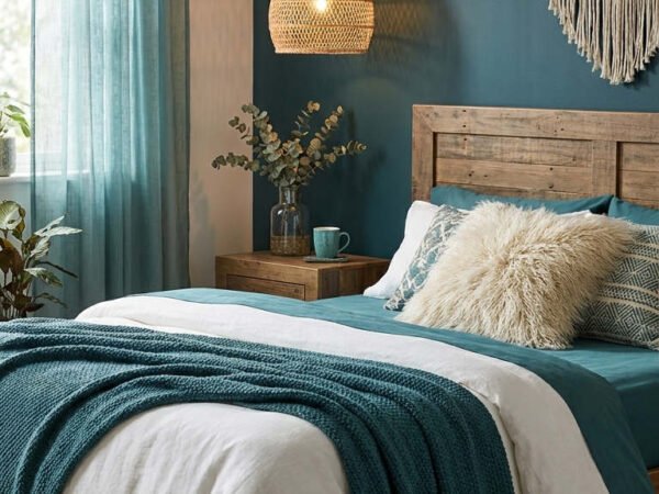 chambre bleue boheme macrame