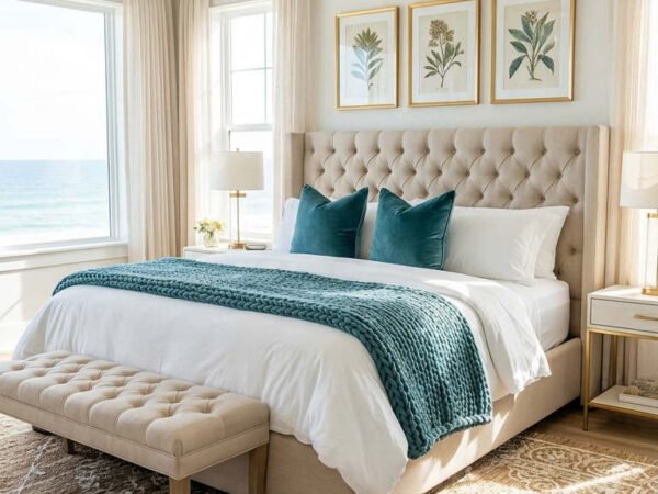 chambre bord mer capiton bleu