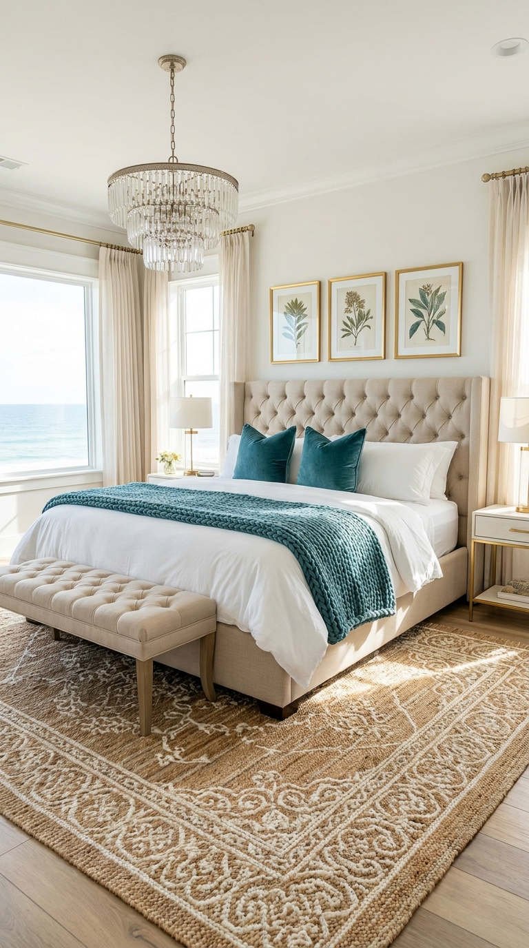 chambre bord mer capiton bleu