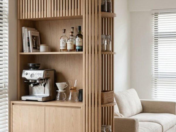 meuble separation cafe tasseaux bois