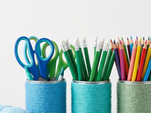 pots crayons laine coloree