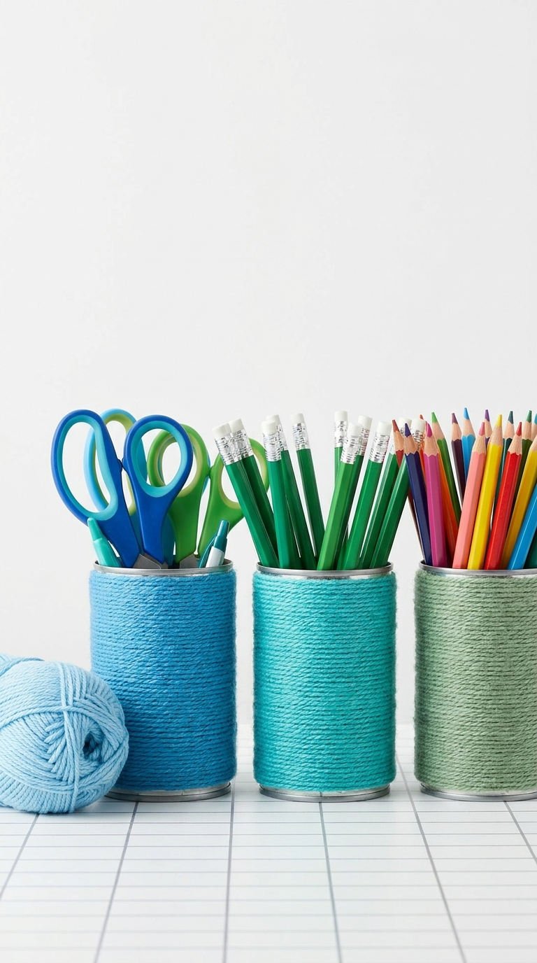 pots crayons laine coloree
