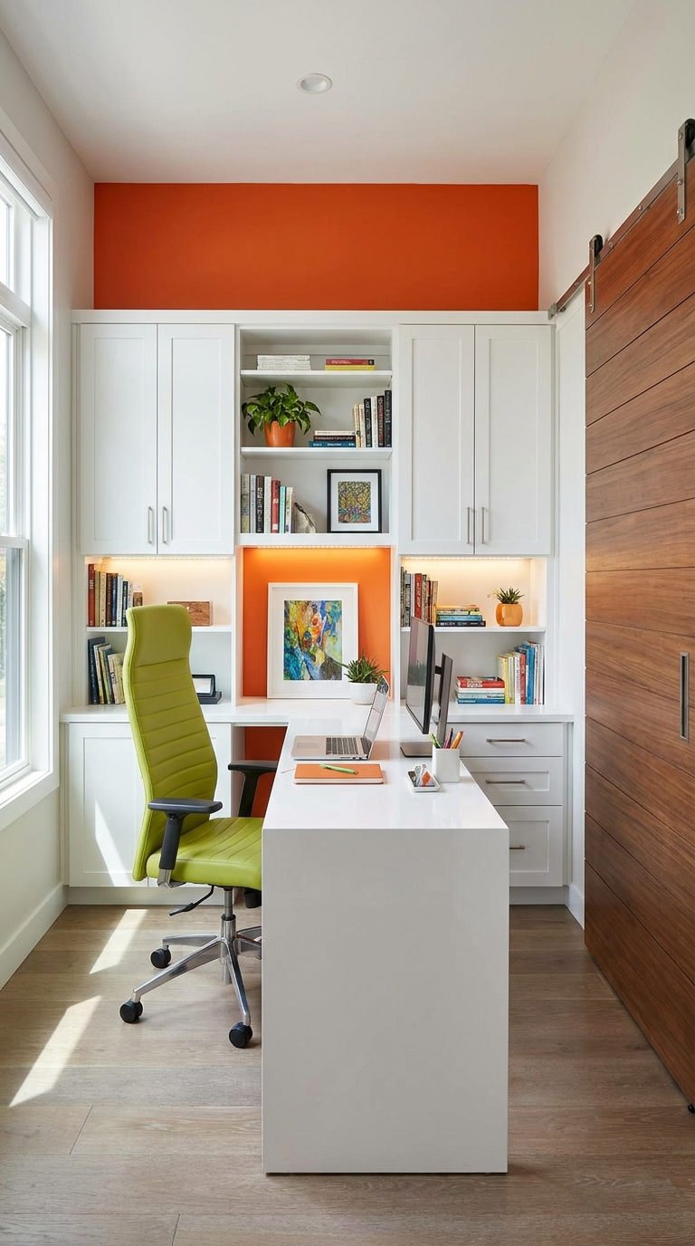 bureau blanc orange vitamine