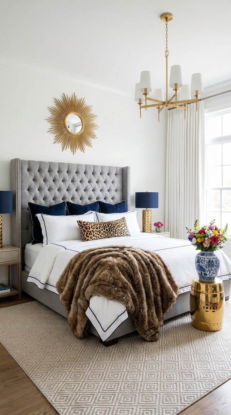 chambre glamour miroir soleil laiton