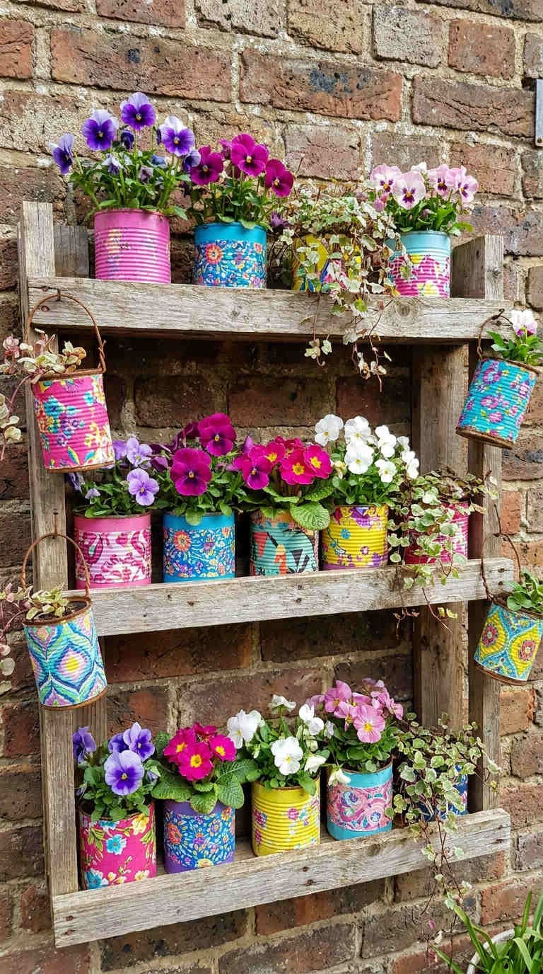 etagere palette pots fleuris
