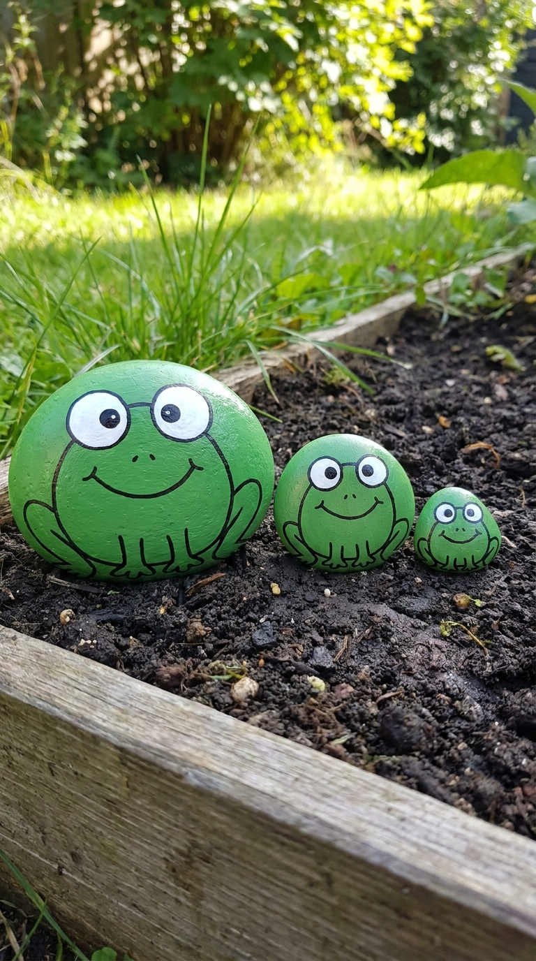 galets peints grenouilles jardin