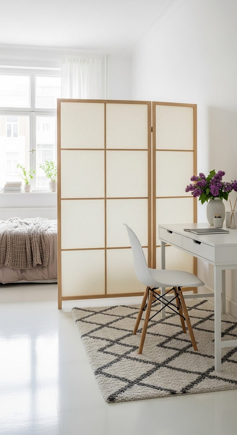 paravent japonais bureau blanc