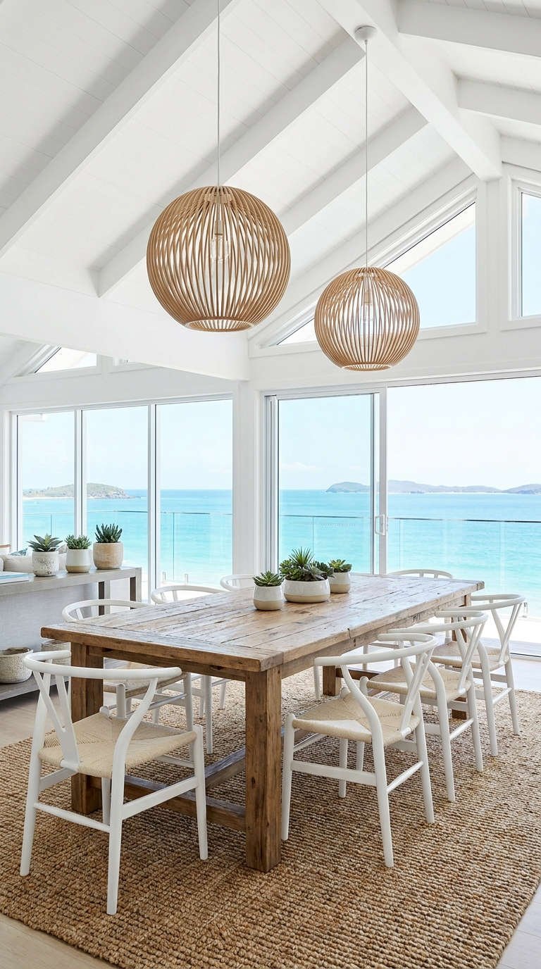 salle manger vue mer rotin