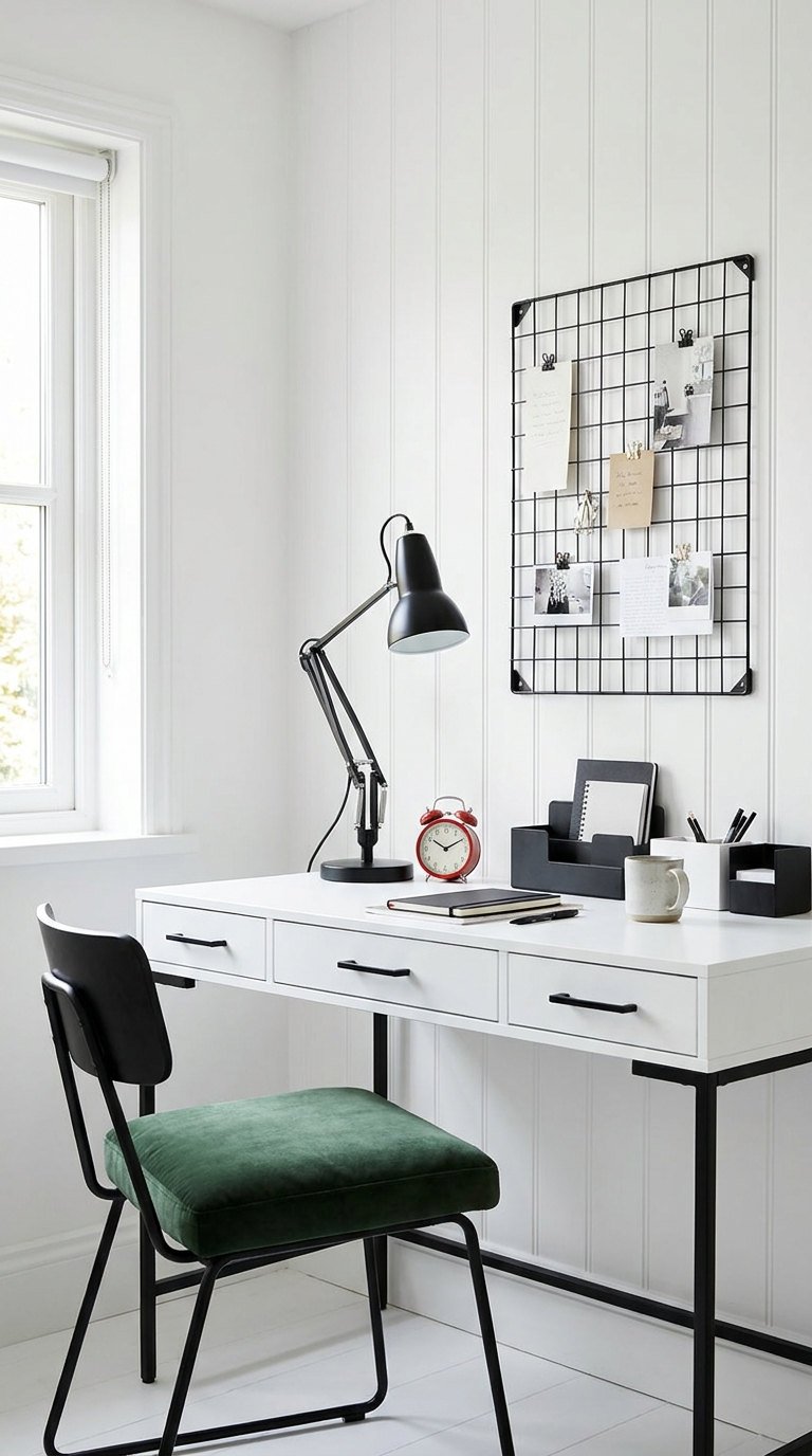 bureau blanc noir minimal
