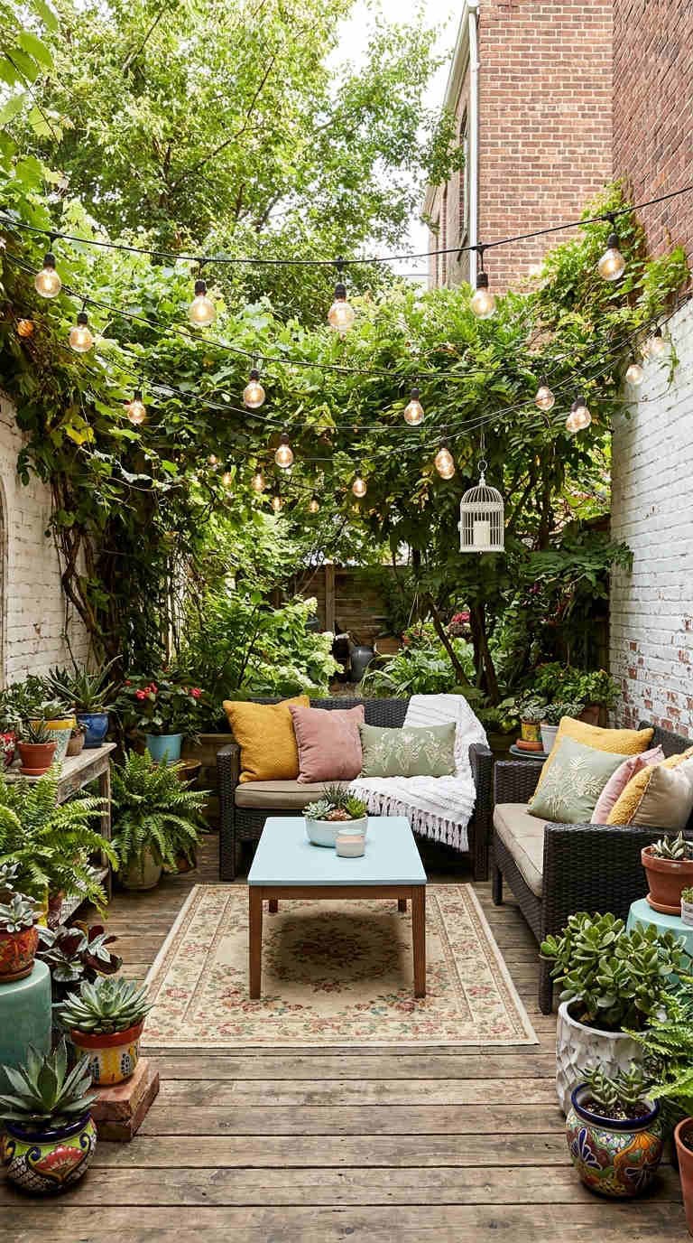 cour vegetale guirlandes plantes