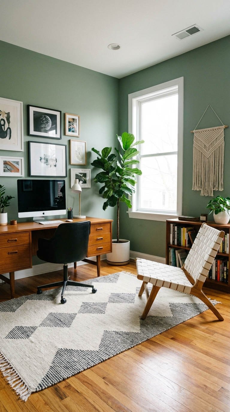 bureau vert retro plantes