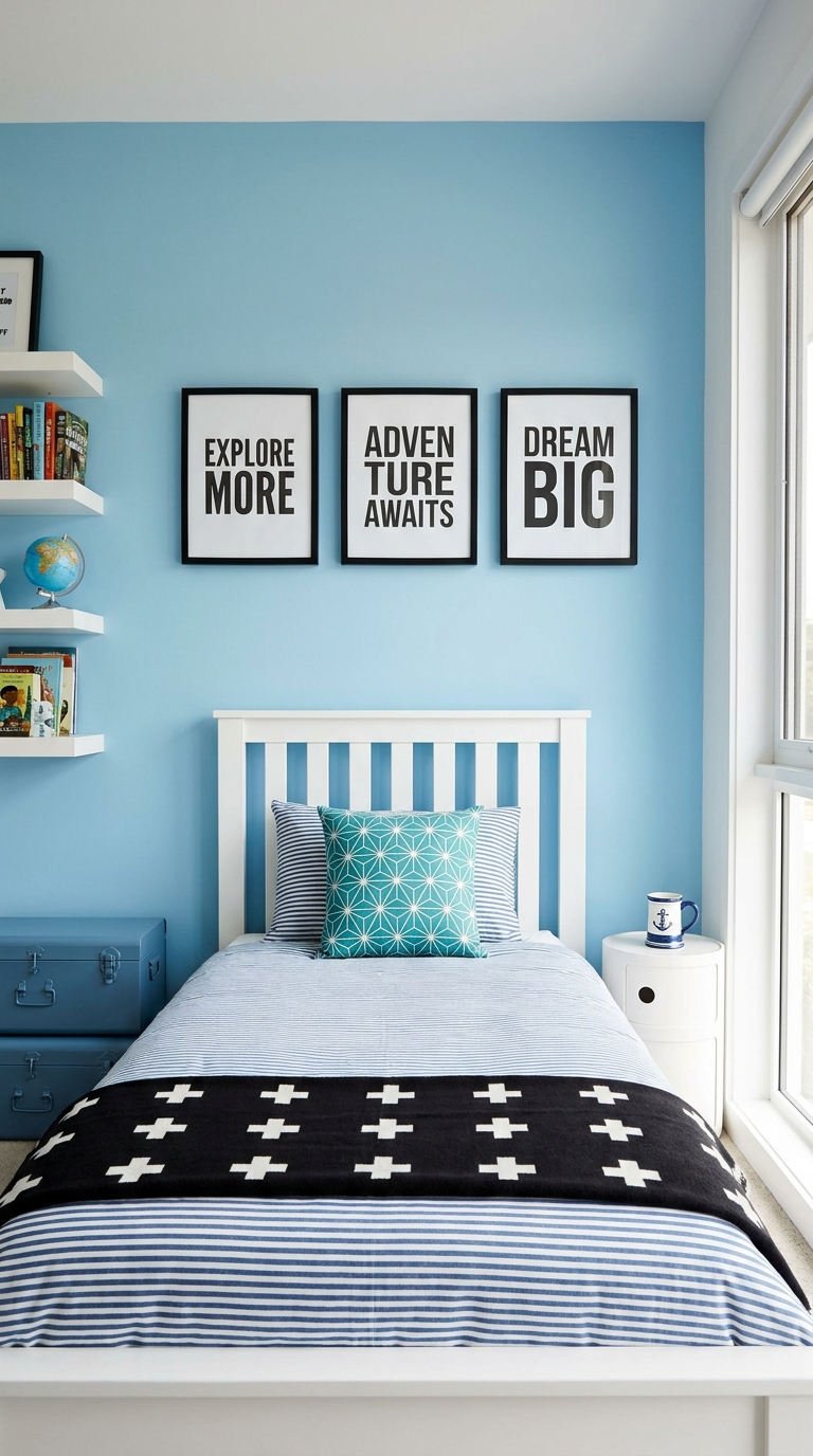 chambre enfant bleu graphique