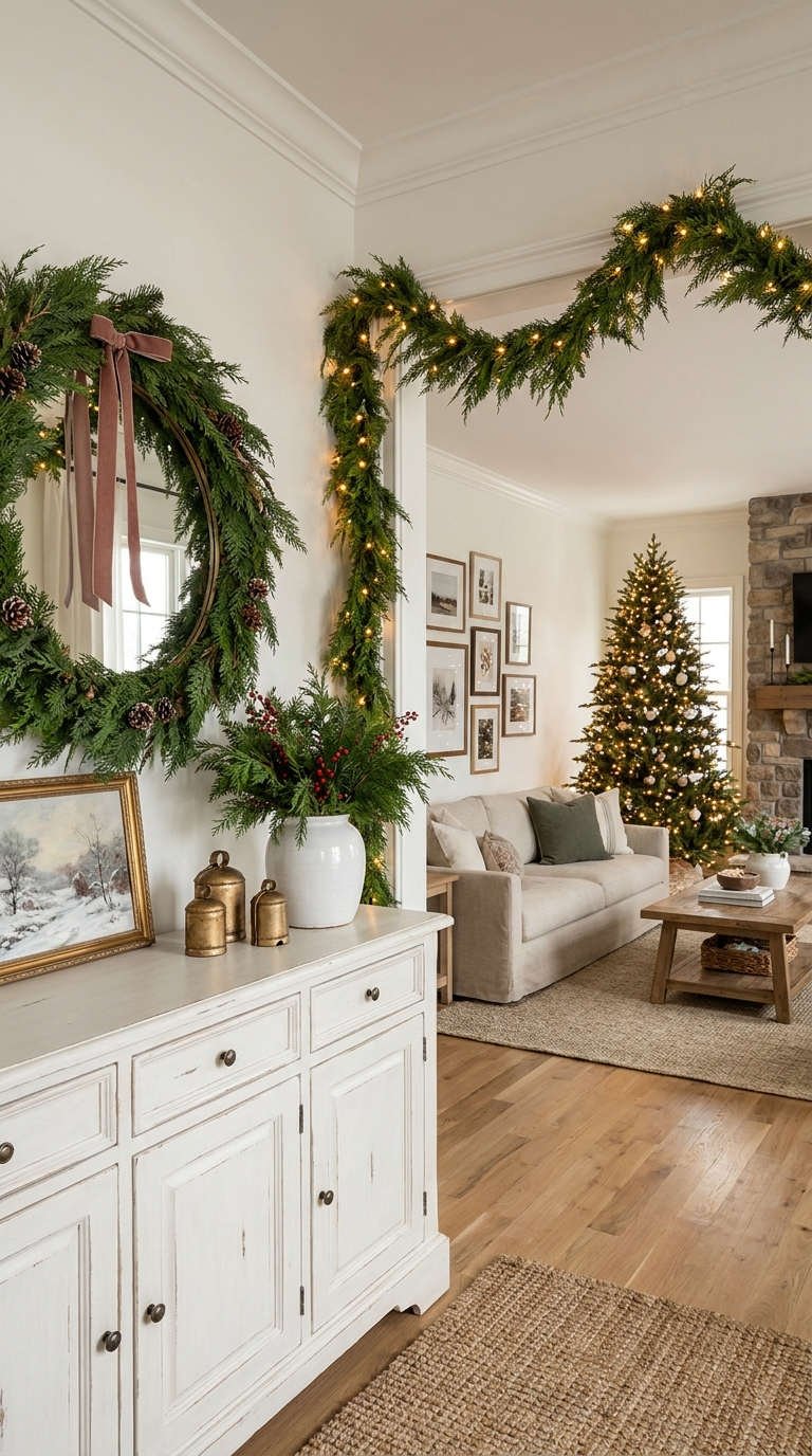entree arche guirlande sapin miroir