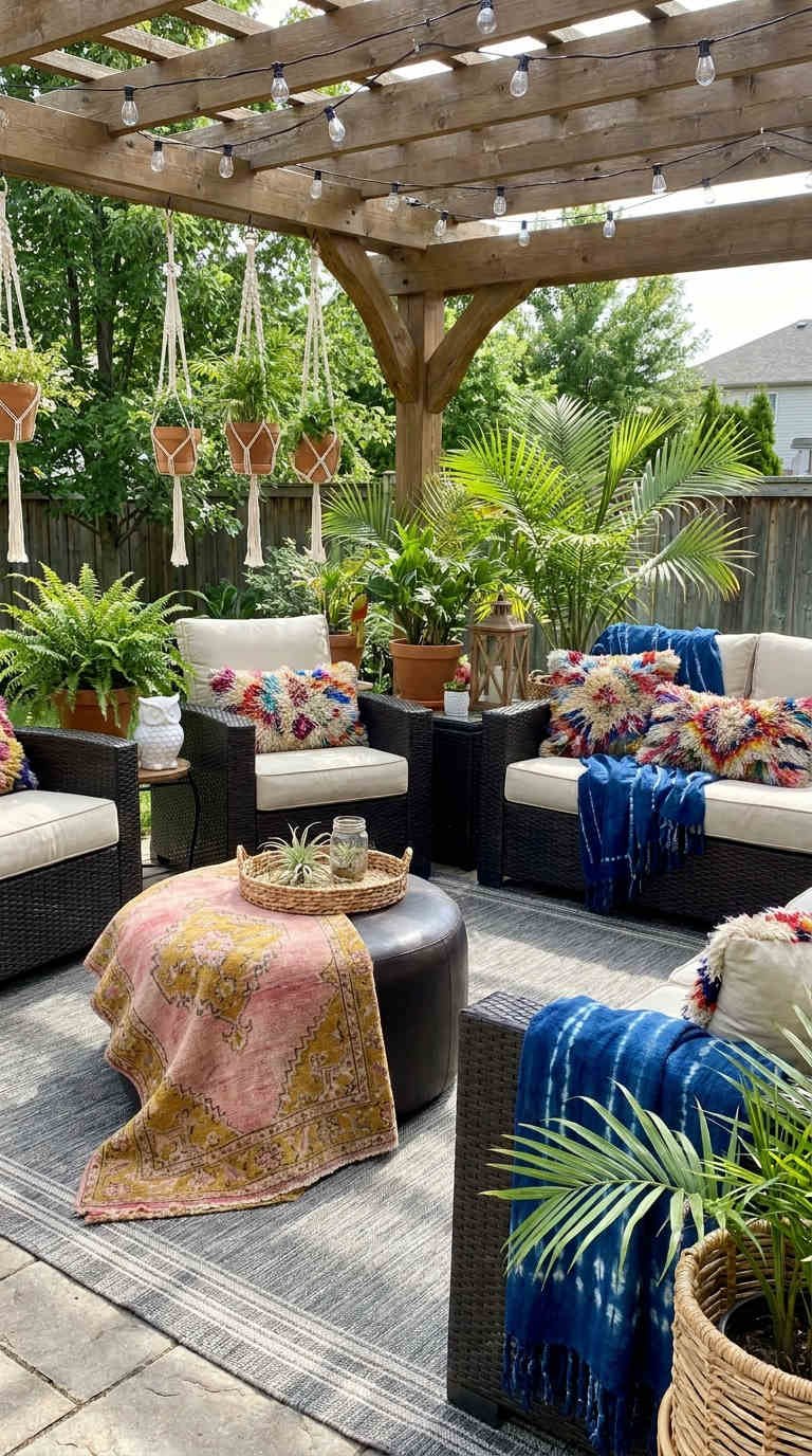 salon pergola coussins berberes