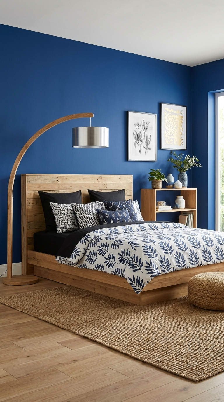 chambre bleu franc bois