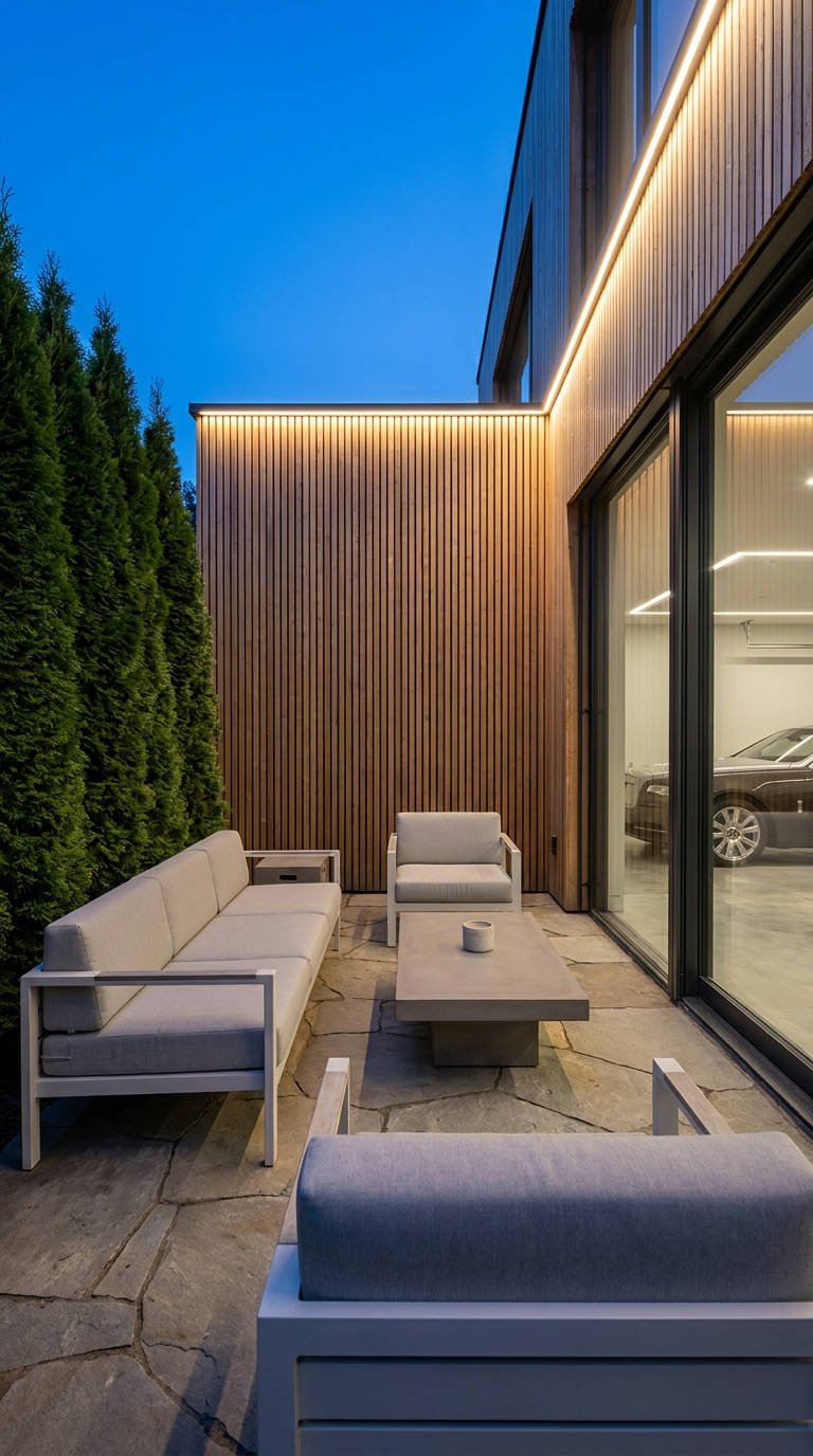 patio minimaliste led bois