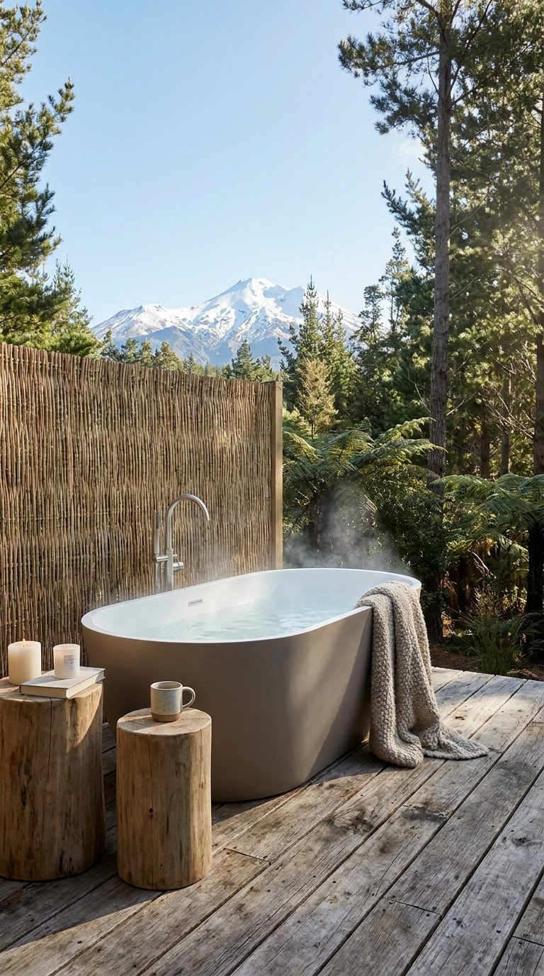 baignoire montagne vapeur bois