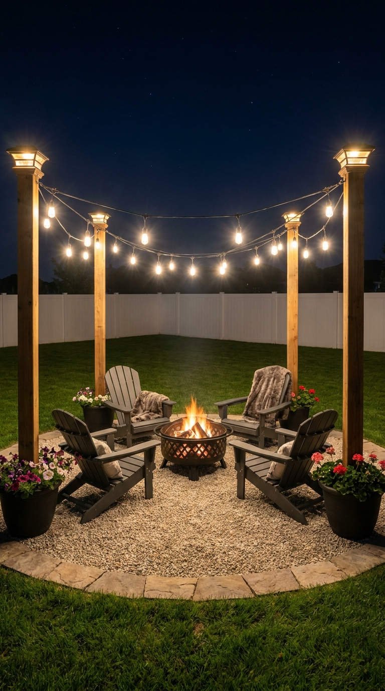 brasero jardin poteaux lumineux