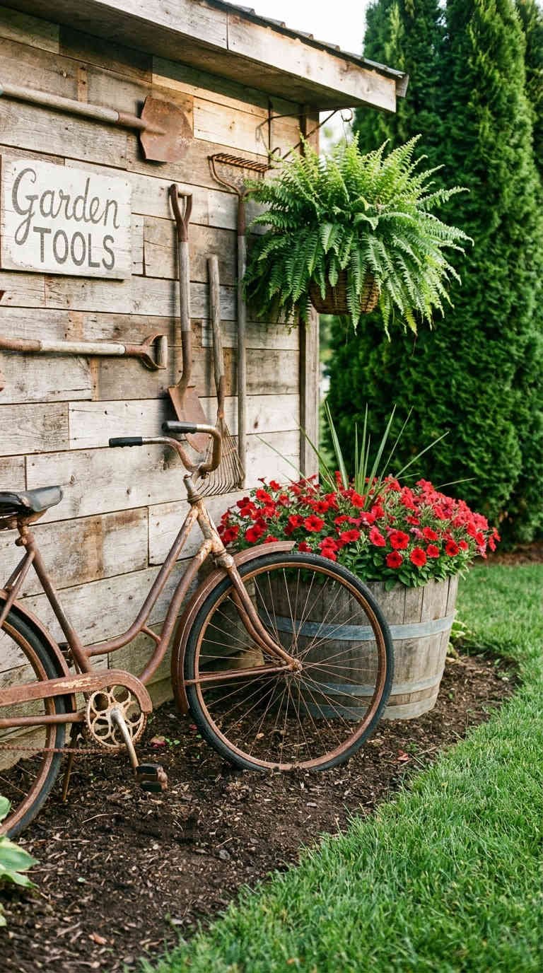 cabane outils velo rustique
