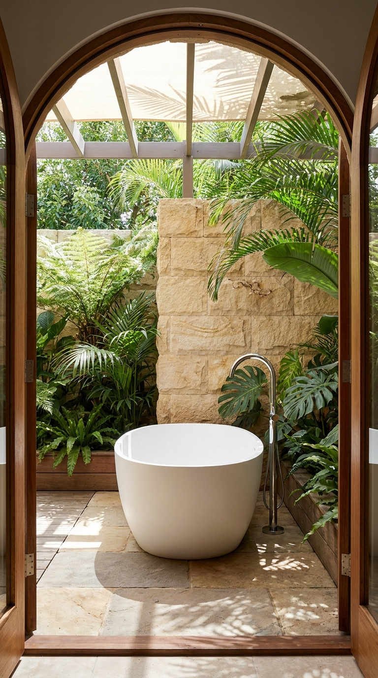 baignoire arche pierre tropicale