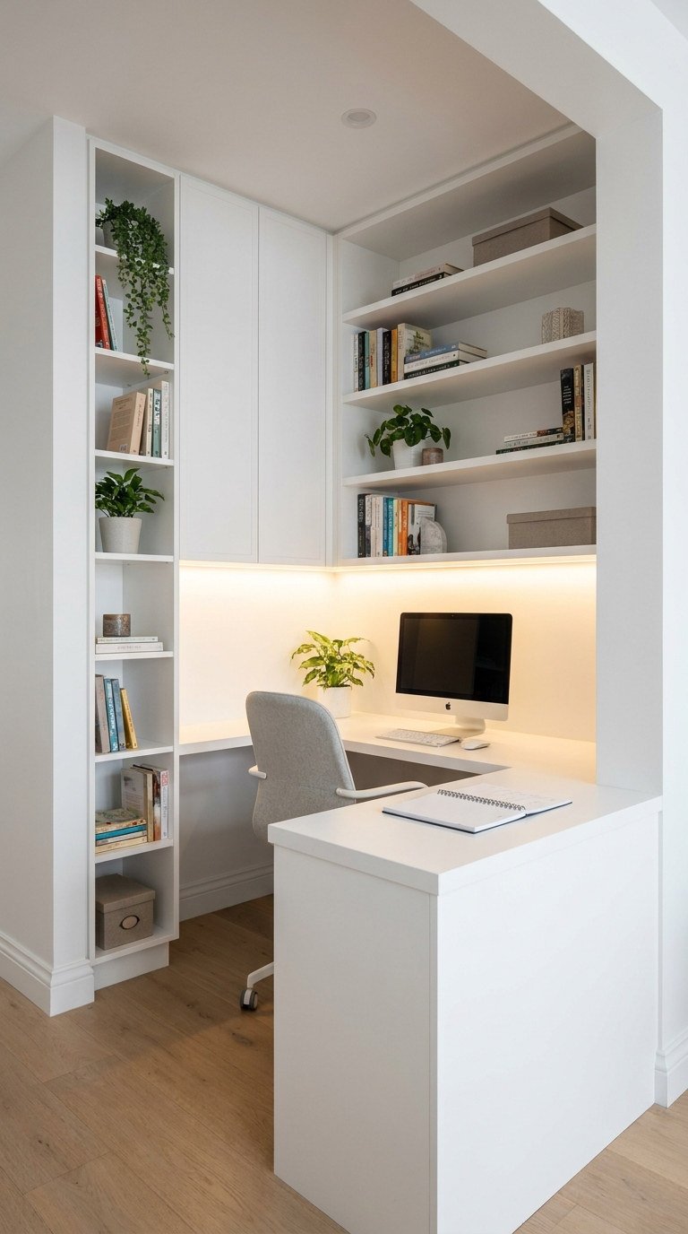 bureau niche blanche integree