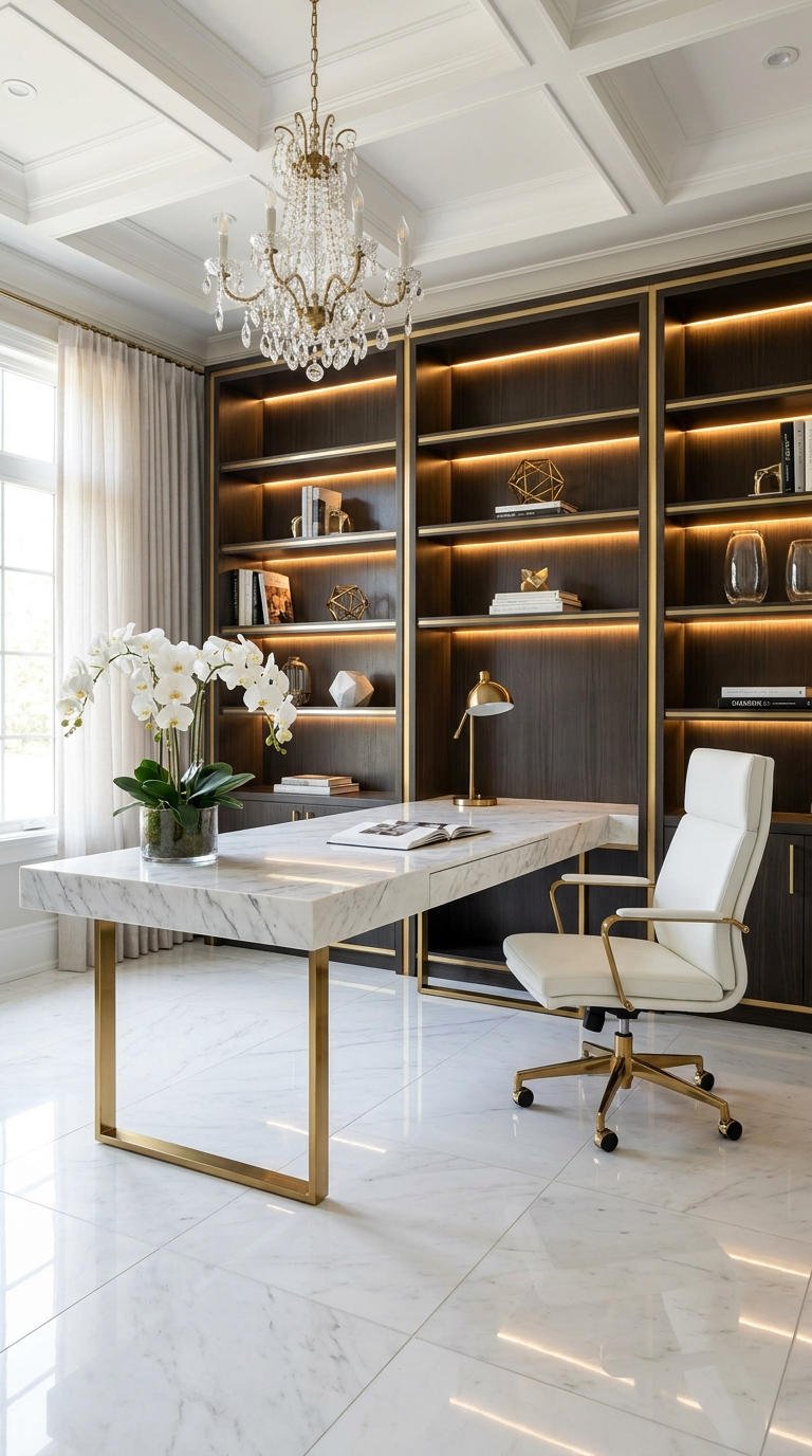 bureau luxe marbre laiton
