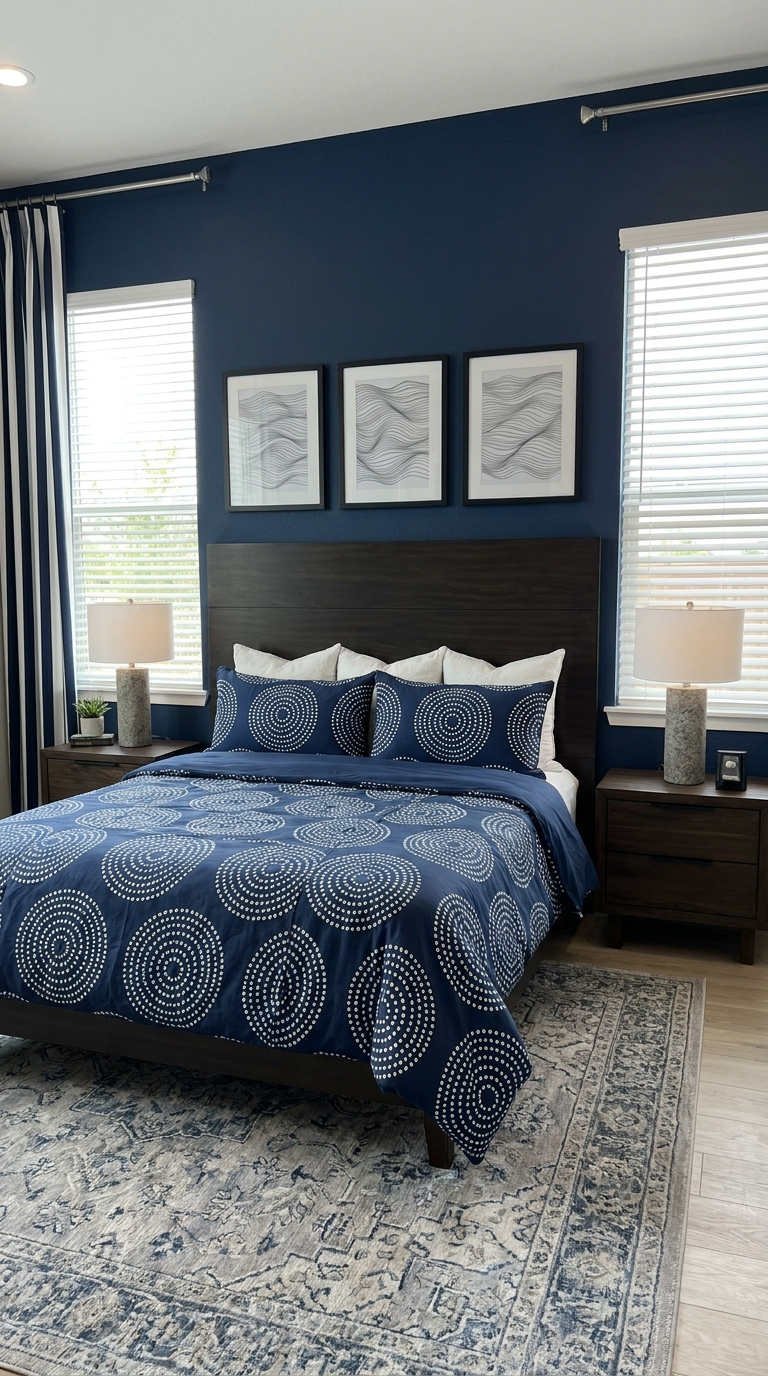 chambre bleue motifs graphiques