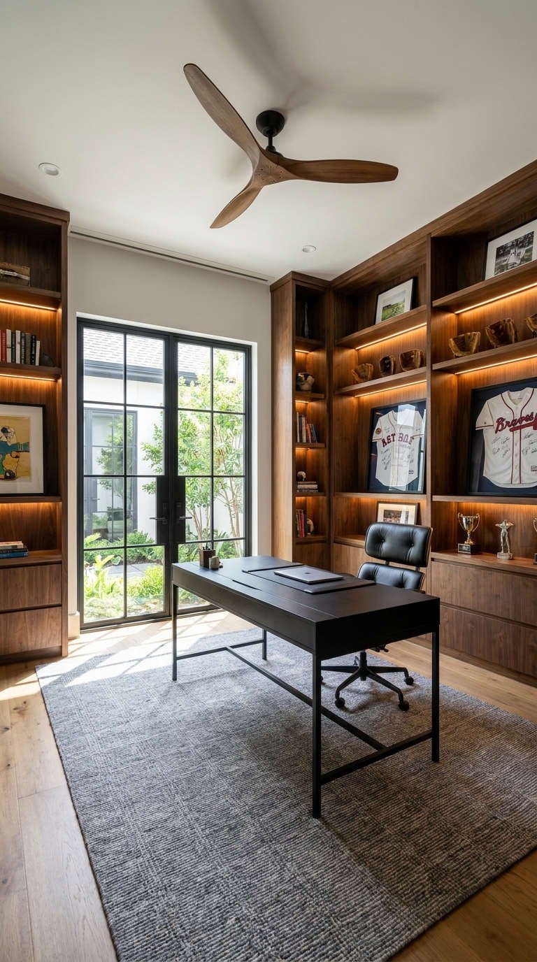 bureau club boiseries sombres