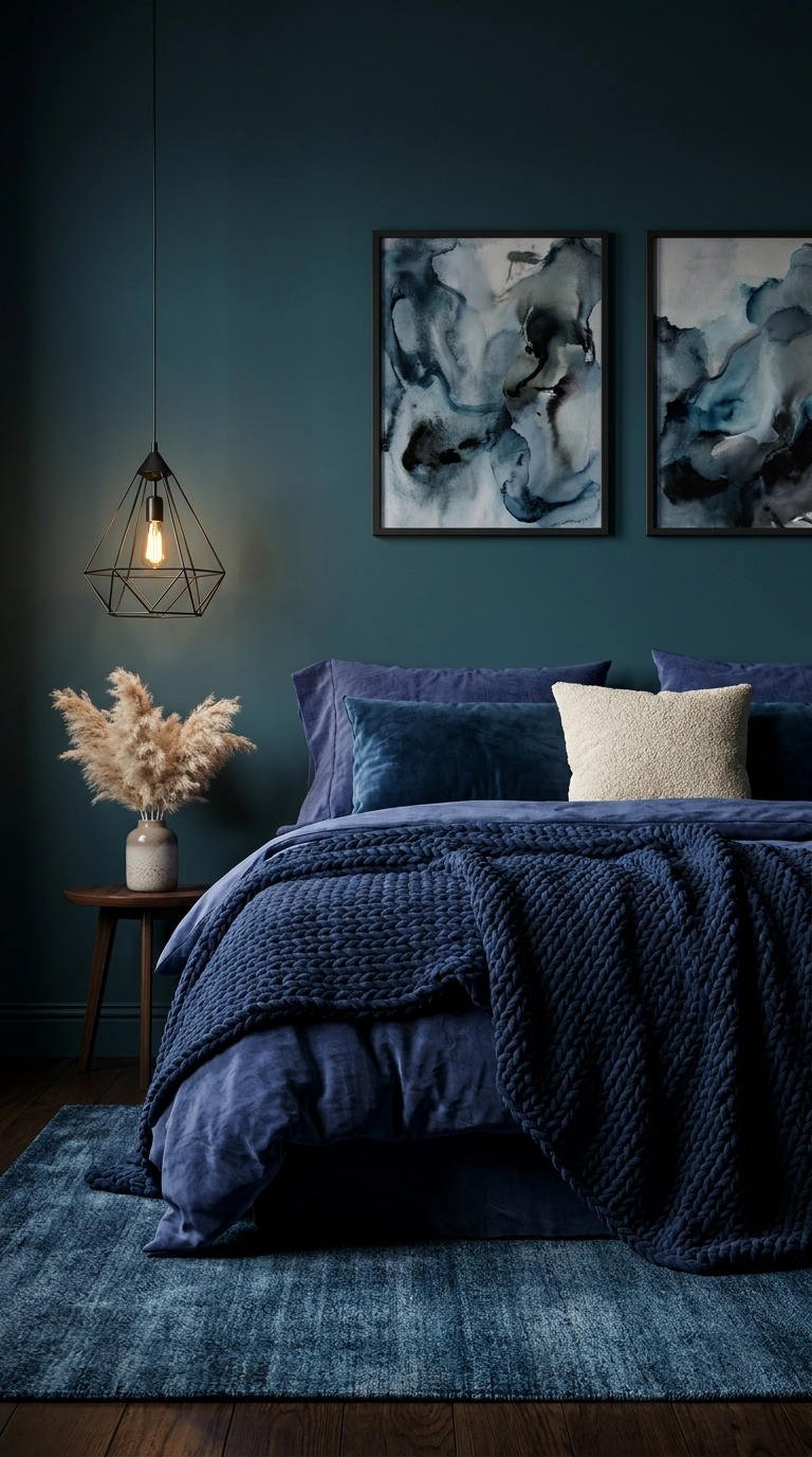 chambre bleu encre intime