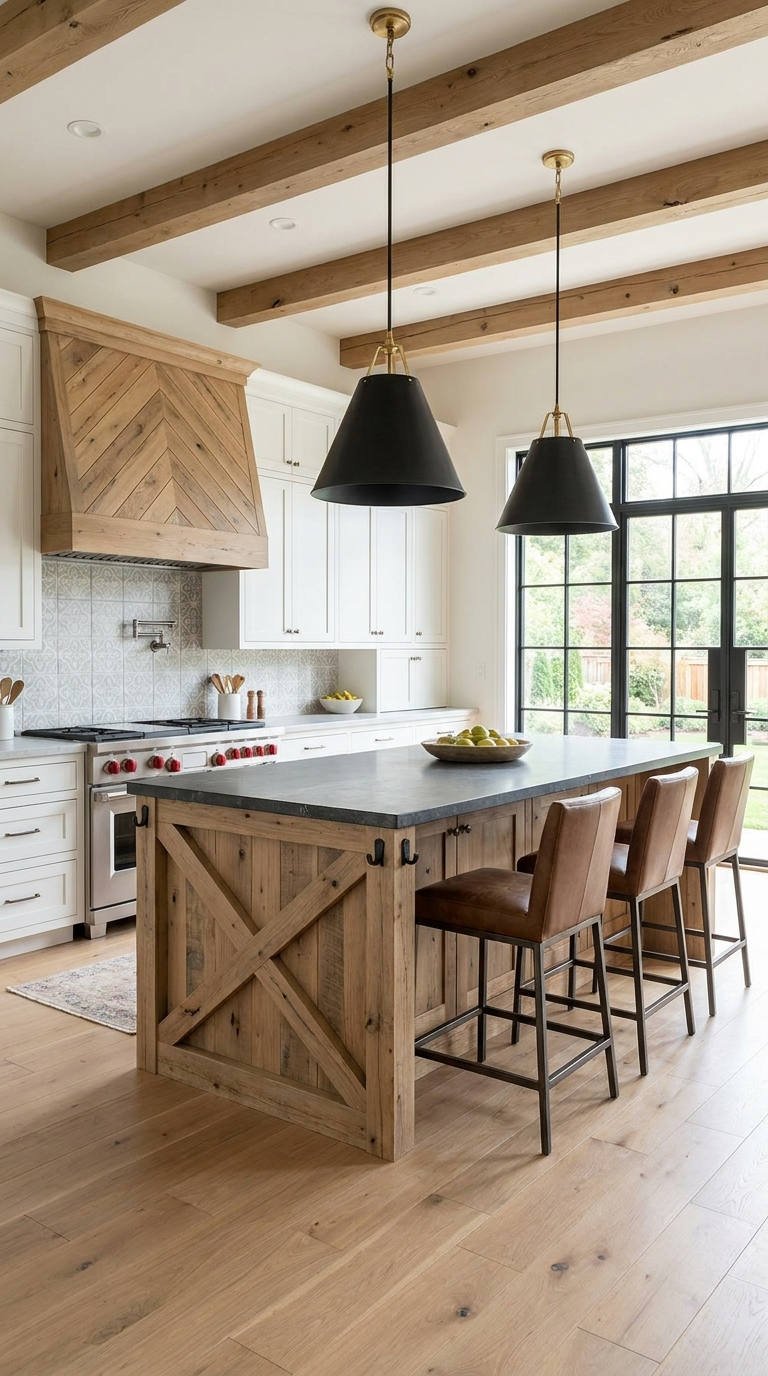 cuisine rustique ilot bois