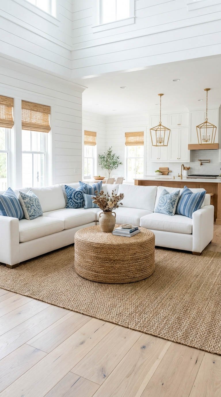 salon ouvert blanc jute
