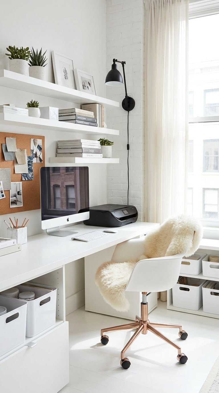 bureau blanc cuivre studio