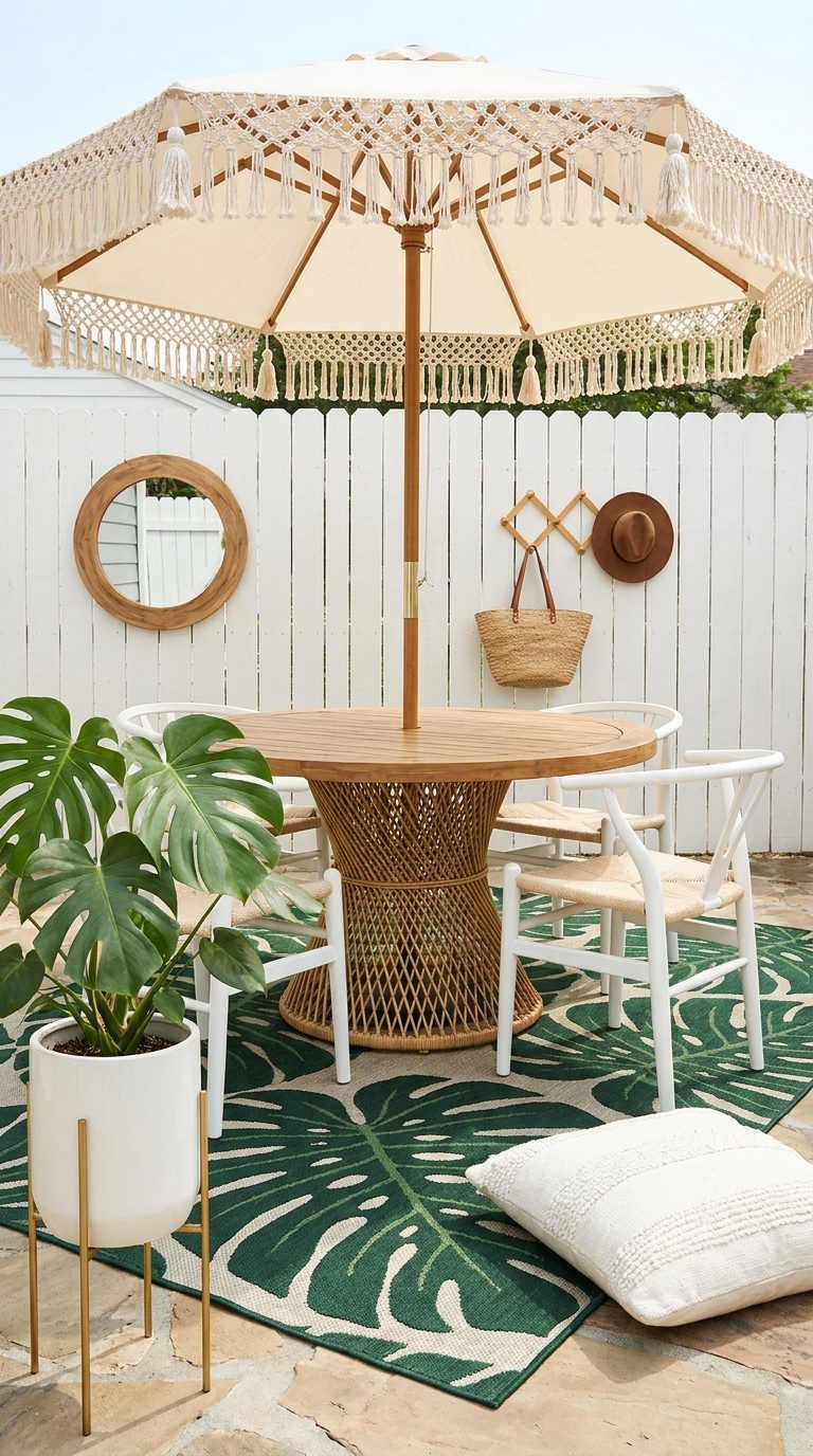 coin repas parasol franges