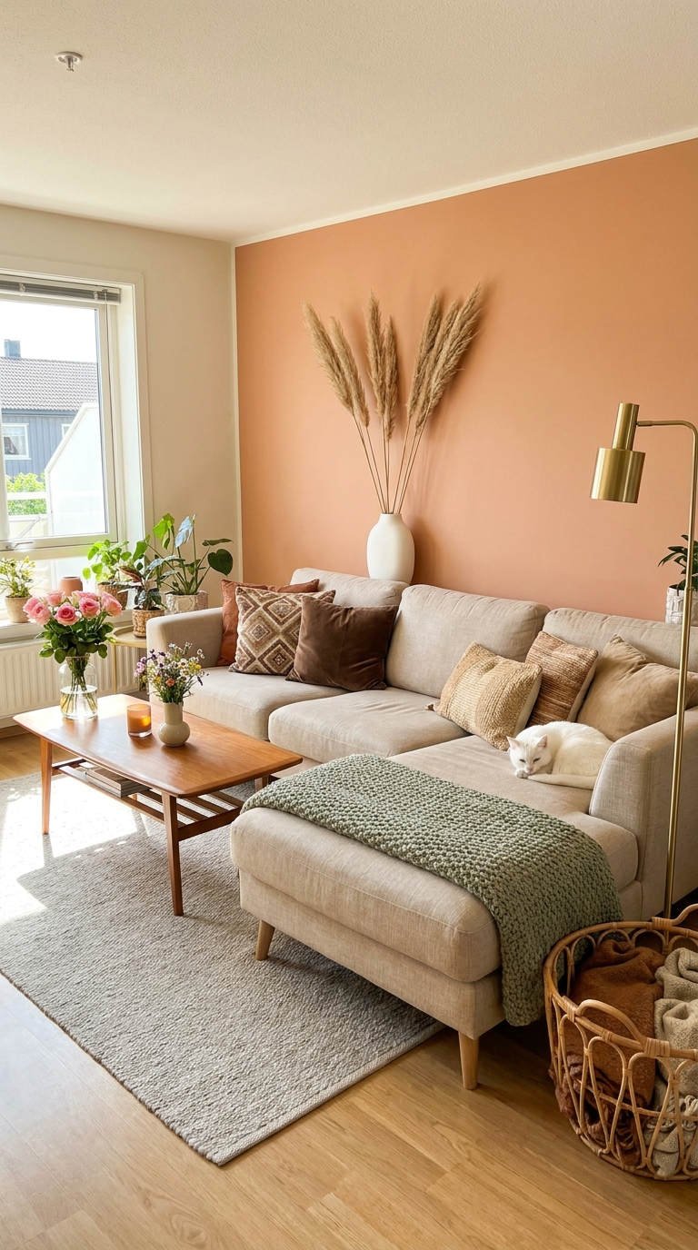 salon terracotta canape beige